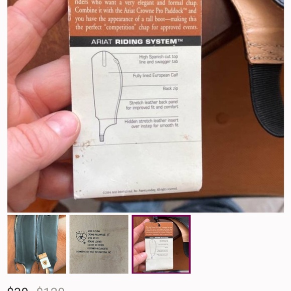 Ariat crown pro leather riding half chaps - Picture 3 of 3